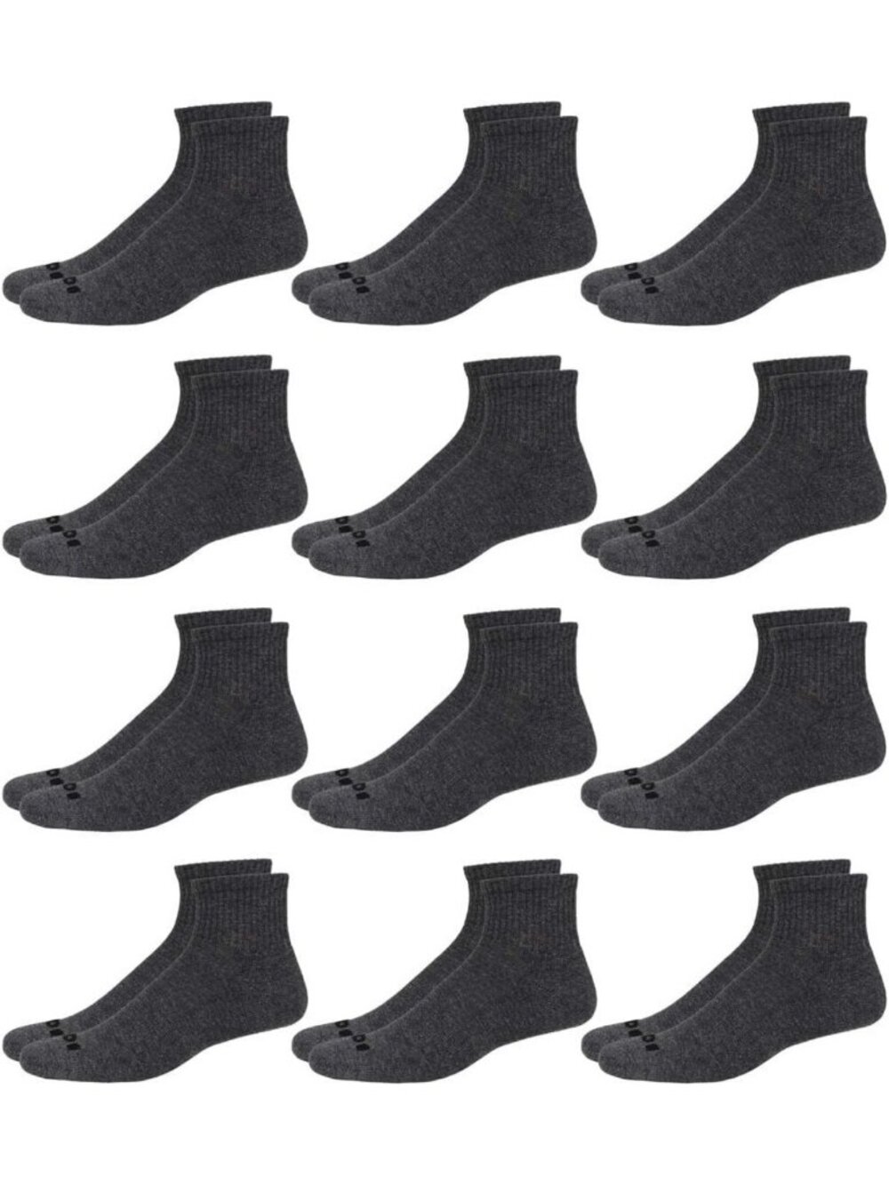 Cushioned Athletic Ankle Socks for Men - 12 Pack Quarter Length, Comfort Fit